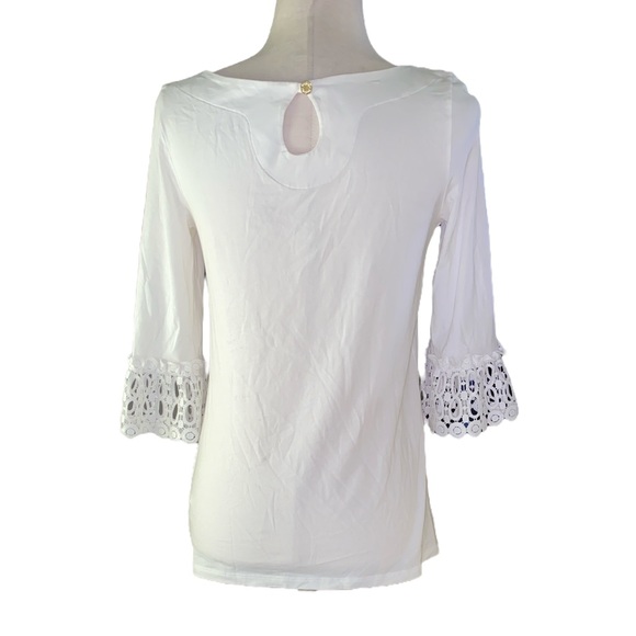 Lilly Pulitzer Waverly White Ruffle Scalloped Eyelet Lace Top - XS - Picture 7 of 13